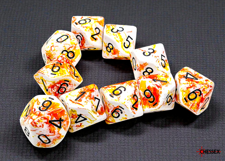 Chessex (24203): D10: Brush: Sunrise/Black 