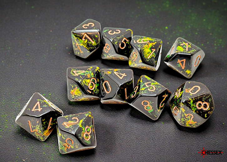 Chessex (24205): D10: Brush: Deep Forest/Gold 