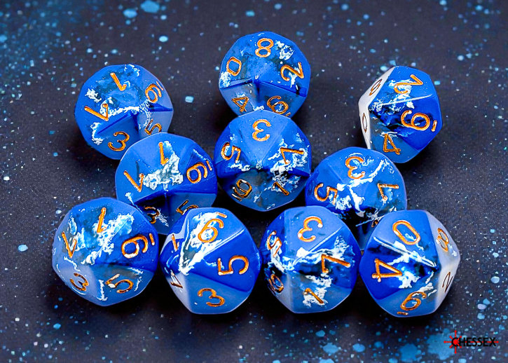 Chessex (24206): D10: Brush: Wavebreak/Gold 