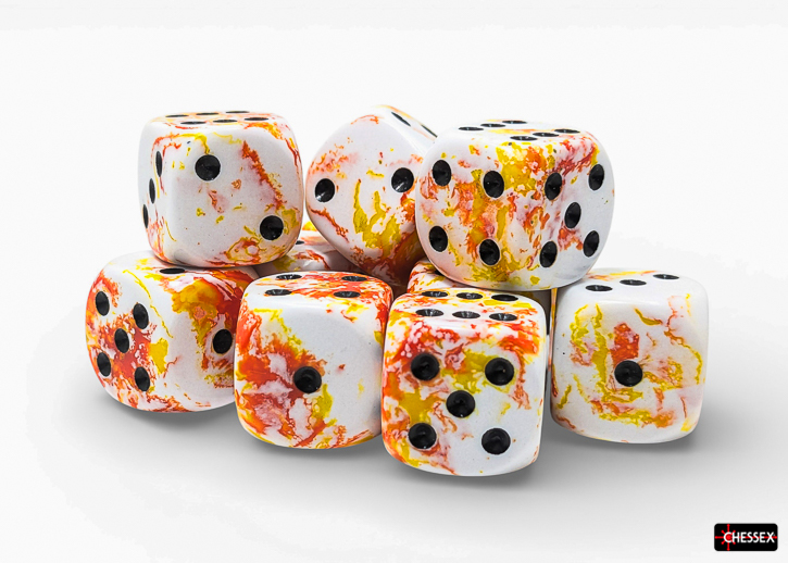 Chessex (24603): D6: 16mm: Brush: SUNRISE/BLACK 