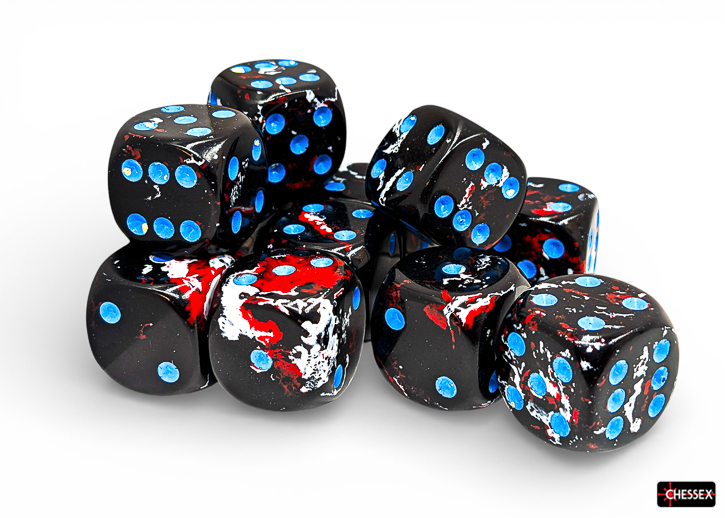 Chessex (24608): D6: 16mm: Brush: DARK SIDE/BLUE 
