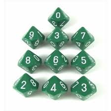 Chessex (26205): D10: Opaque: Green/White 