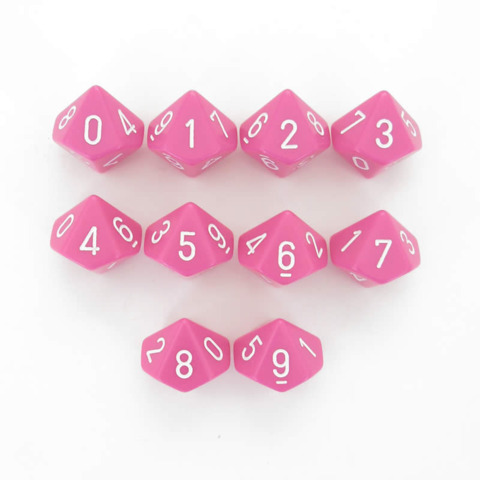 Chessex (25220): D10: Opaque: Pink/White 