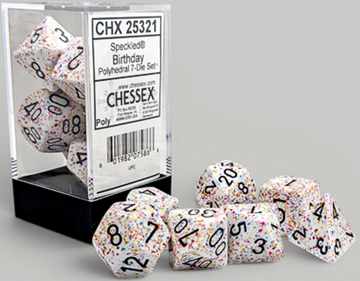 Chessex (25321): Polyhedral 7-Die Set: Speckled: Birthday 