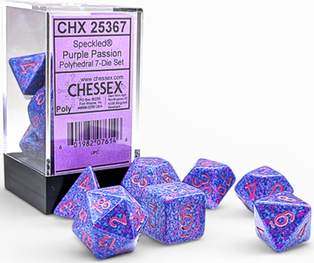Chessex (25367): Polyhedral 7-Die Set: Speckled: Purple Passion 