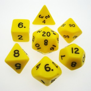 Chessex (25402): Polyhedral 7-Die Set: Opaque: Yellow/ Black 