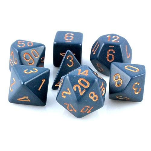 Chessex (25426): Polyhedral 7-Die Set: Opaque: Dusty Blue/Copper 