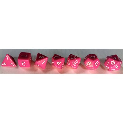 Chessex (25444): Polyhedral 7-Die Set: Opaque: Pink/White 