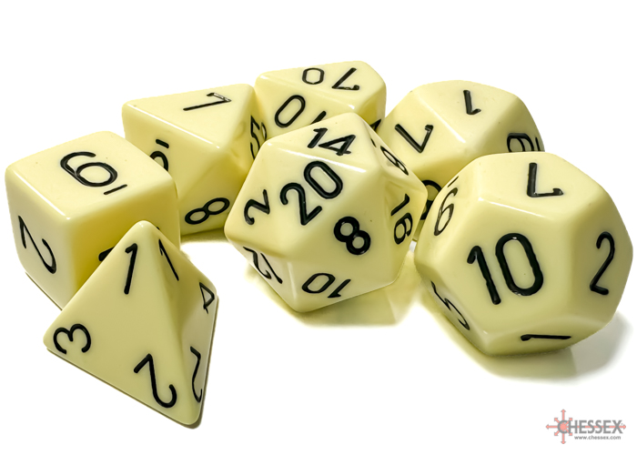 Chessex (25462): Polyhedral 7-Die Set: Opaque: Pastel Yellow/Black 