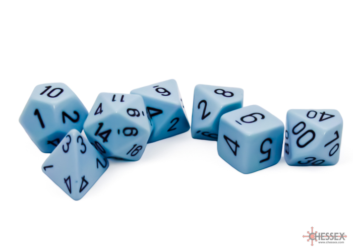 Chessex (25466): Polyhedral 7-Die Set: Opaque: Pastel Blue/Black 