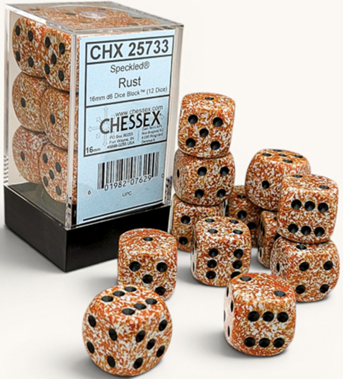 Chessex (25733): D6: 16mm: Speckled: Rust 