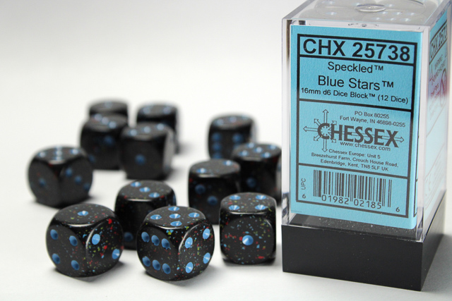 Chessex (25738): D6: 16mm: Speckled: Blue Stars 