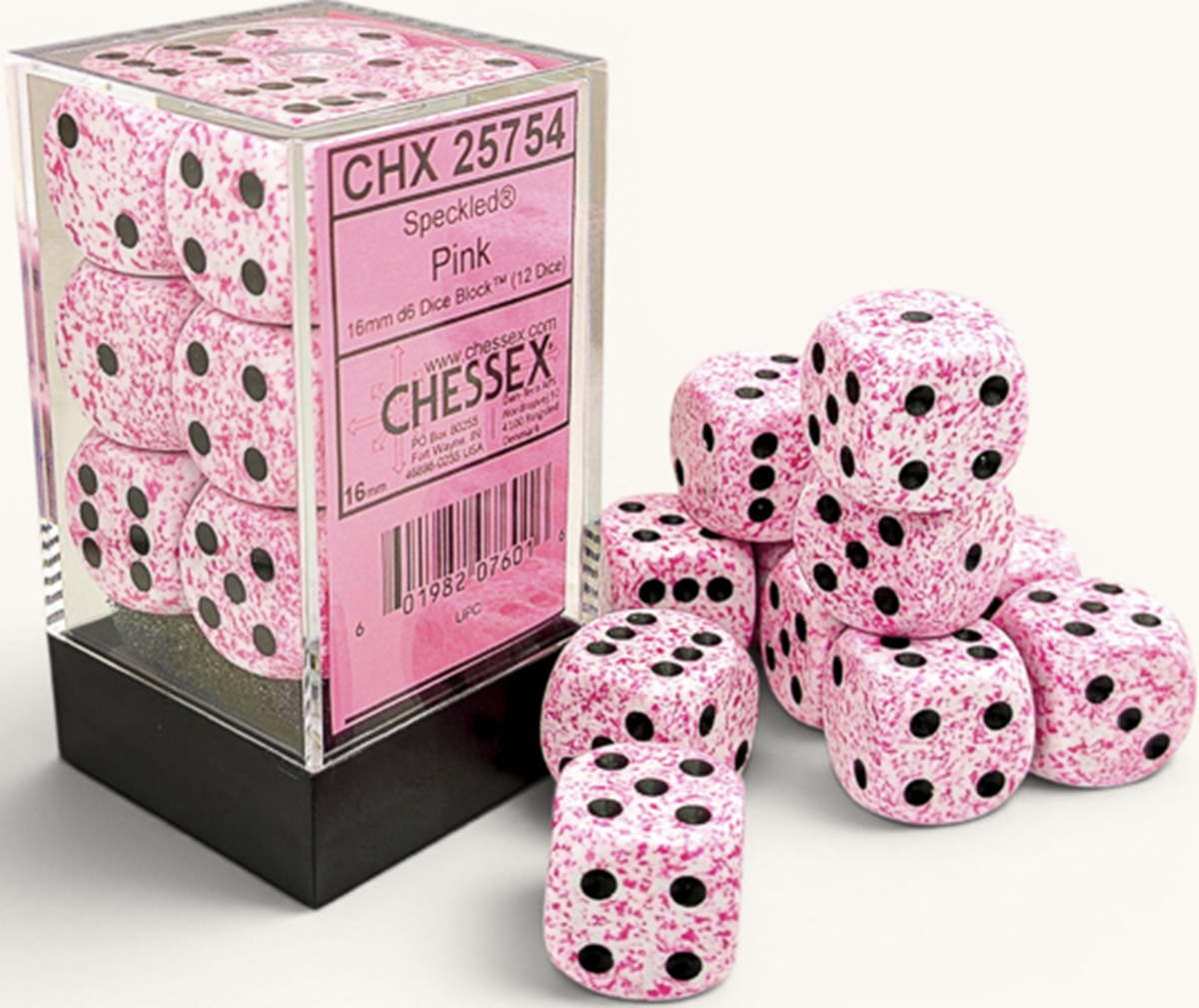 Chessex (25754): D6: 16mm: Speckled: Pink 