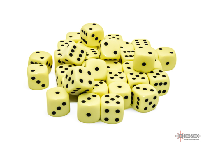 Chessex (25862): Opaque D6 12MM Pastel Yellow/Black (36) 