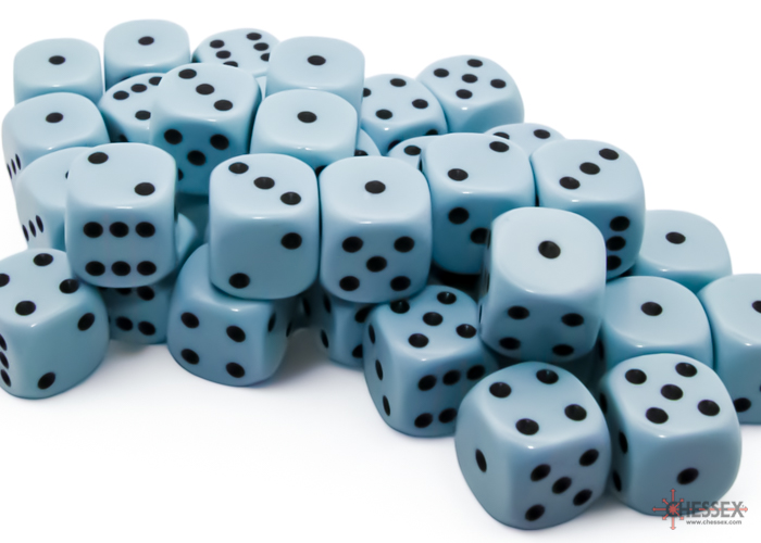 Chessex (25865): Opaque D6 12MM Pastel Blue/Black (36) 