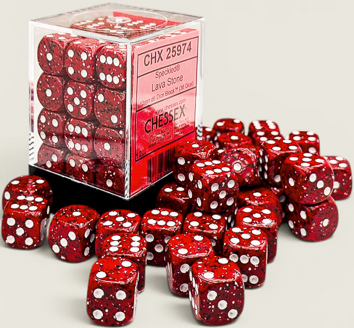Chessex (25974): D6: 12mm: Speckled Lava Stone 