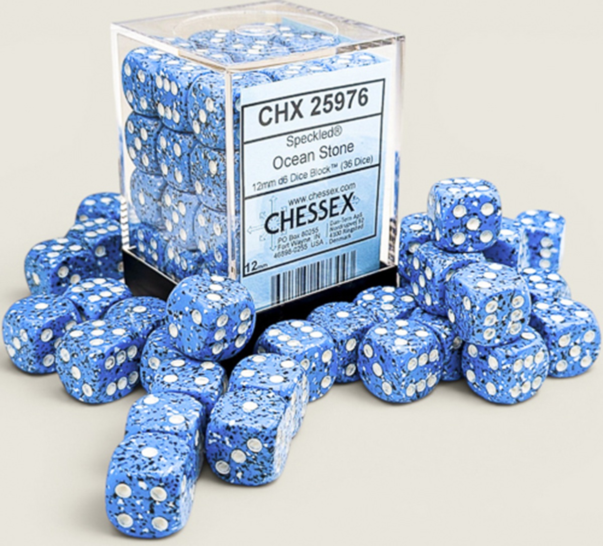 Chessex (25976): D6: 12mm: Speckled Ocean Stone 