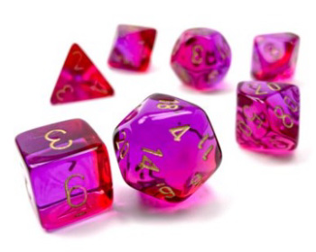 Chessex (26467 ): Polyhedral 7-Die Set: Gemini: Translucent Red-Violet/Gold 