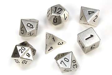 Chessex (27021): Polyhedral 7 Die Set: Metal: Silver 
