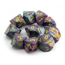 Chessex (27250): D10: Festive Mosaic/Yellow 