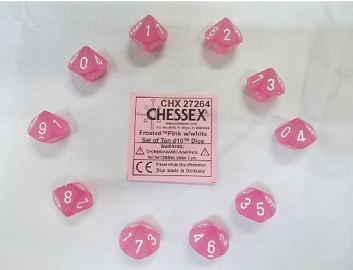 Chessex (27264): D10: Frosted: Pink/ White 