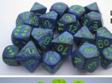 Chessex (27296): D10: Menagerie #8 Dark Blue/Green Lustrous 