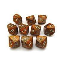 Chessex (27303): D10: Glitter Gold/Silver 