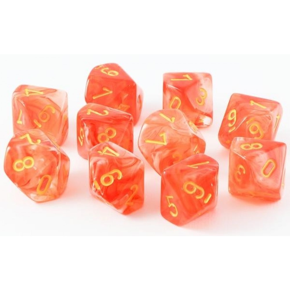 Chessex (27323): D10: Ghostly Glow Orange/Yellow 