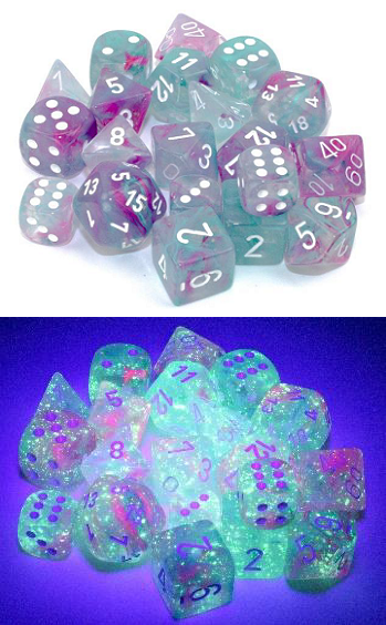 Chessex (27345): D10: Nebula: Wisteria/White Luminary 
