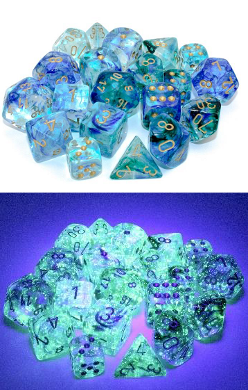 Chessex (27356): D10: Nebula: Oceanic/Gold Luminary 