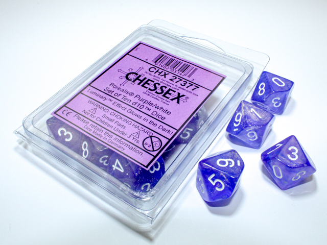 Chessex (27377): D10: Borealis: Purple/White Luminary 