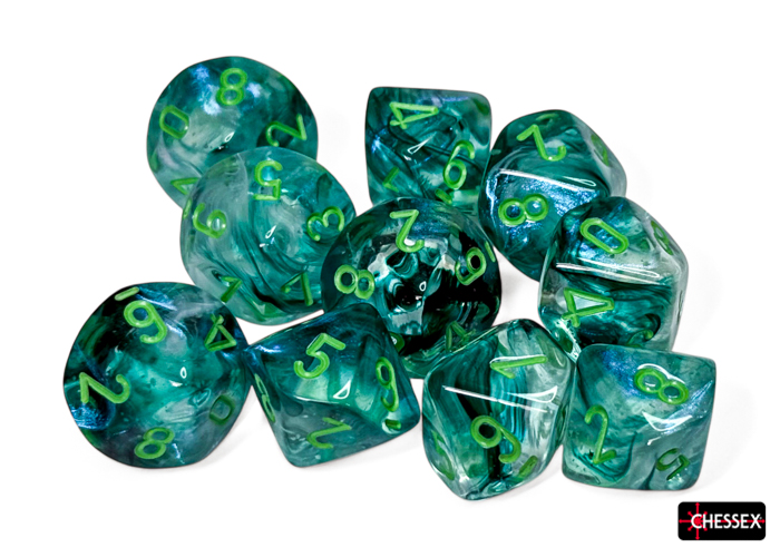 Chessex (27395): D10: Borealis: Kelp/Light Green Luminary 