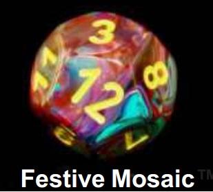 Chessex (27450): Polyhedral 7-Die Set: Festive: Mosaic/Yellow 
