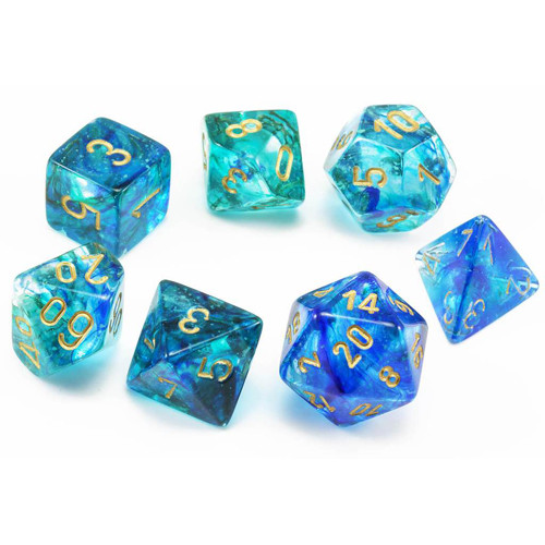 Chessex (27556): Polyhedral 7-Die Set: Nebula: Oceanic/Gold Luminary 