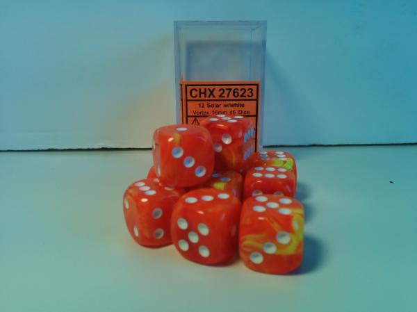 Chessex (27623): D6: 16mm: Vortex: Solar/White 