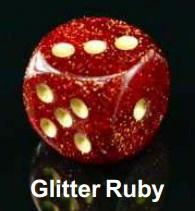 Chessex (27704): D6: 16mm: Glitter: Ruby/Gold 