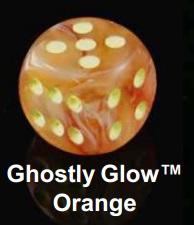 Chessex (27723): D6: 16mm: Ghostly Glow: Orange/Yellow 