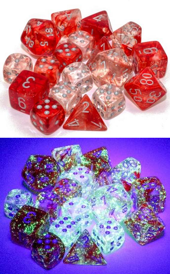 Chessex (27754): Nebula D6 16MM Red/Silver Luminary (12) 