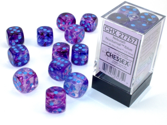 Chessex (27757): Nebula D6 16MM Nocturnal/BlueLuminary (12) 
