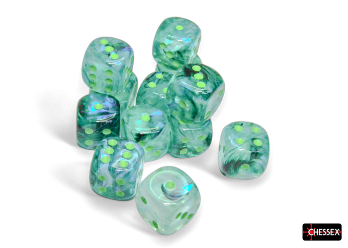 Chessex (27795): D6: 16mm: Nebula: KELP/LIGHT GREEN LUMINARY 