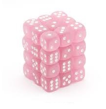 Chessex (27864): D6: 12mm: Frosted: Pink/ White 