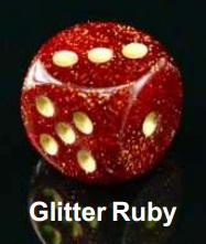 Chessex (27904): D6: 12mm: Glitter: Ruby/Gold 