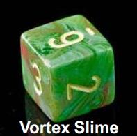 Chessex (27915): D6: 12mm: Vortex: Slime/Yellow 