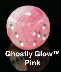 Chessex (27924): D6: 12mm: Ghostly Glow: Pink/Silver 