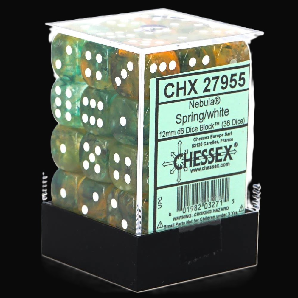 Chessex (27955): D6: 12mm: Nebula: Spring/ White Luminary 