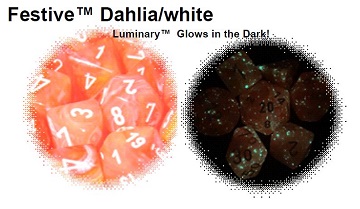 Chessex (30005): Polyhedral 7-Die Set: Festive - Dahlia and White 