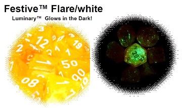 Chessex (30007): Polyhedral 7-Die Set: Festive - Flare and White 