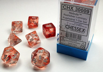 Chessex (30009): Polyhedral 7-Die Set: Nebula - Red and Silver Luminary 