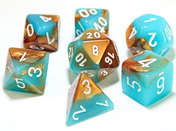 Chessex (30019): Polyhedral 7-Die Set: Gemini: Copper Turquoise/White 