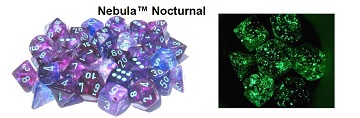 Chessex (30013): Polyhedral 7-Die Set: Nebula - Nocturnal and Blue 
